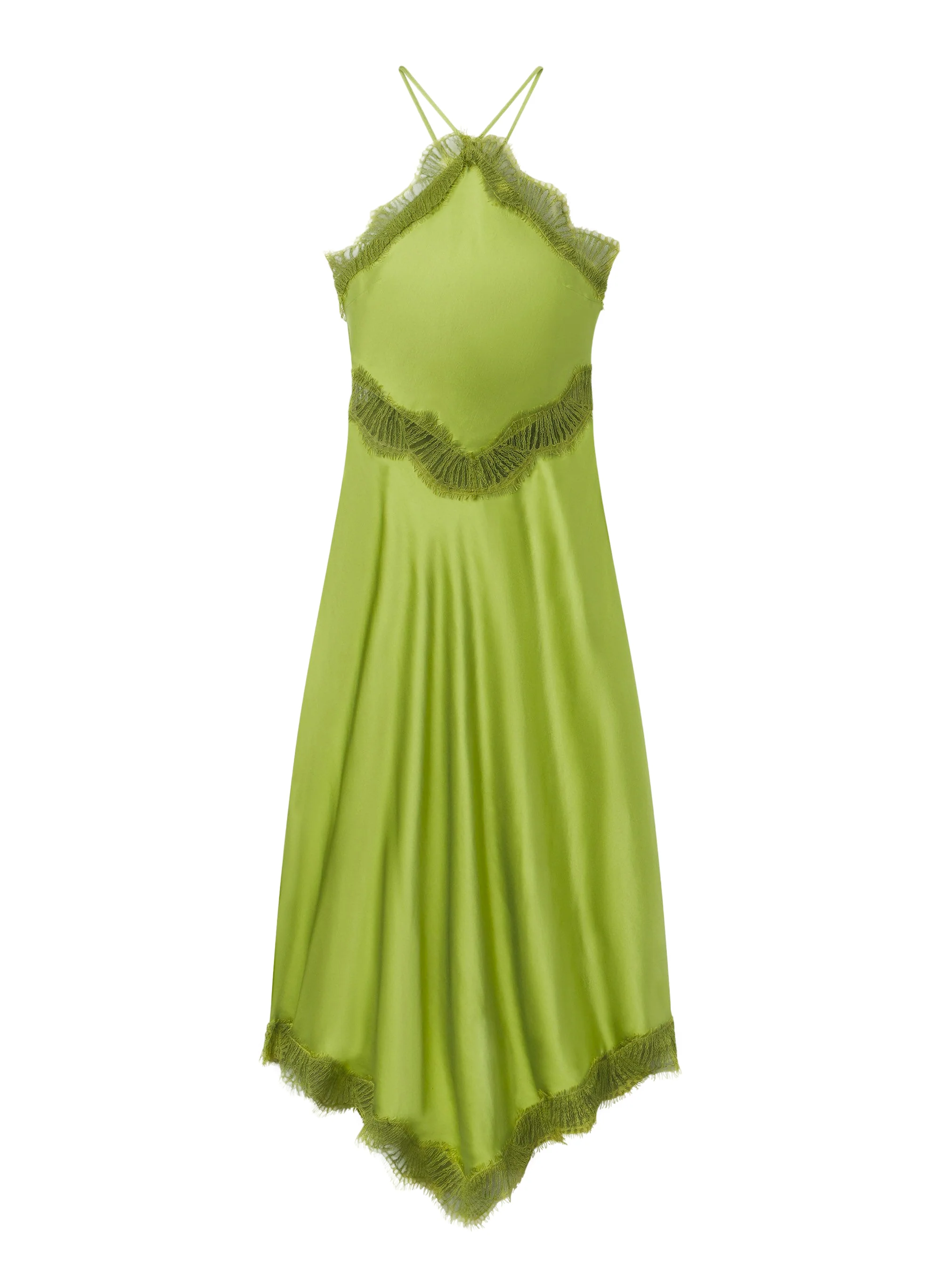 Lucia Satin and Lace Midi Dress