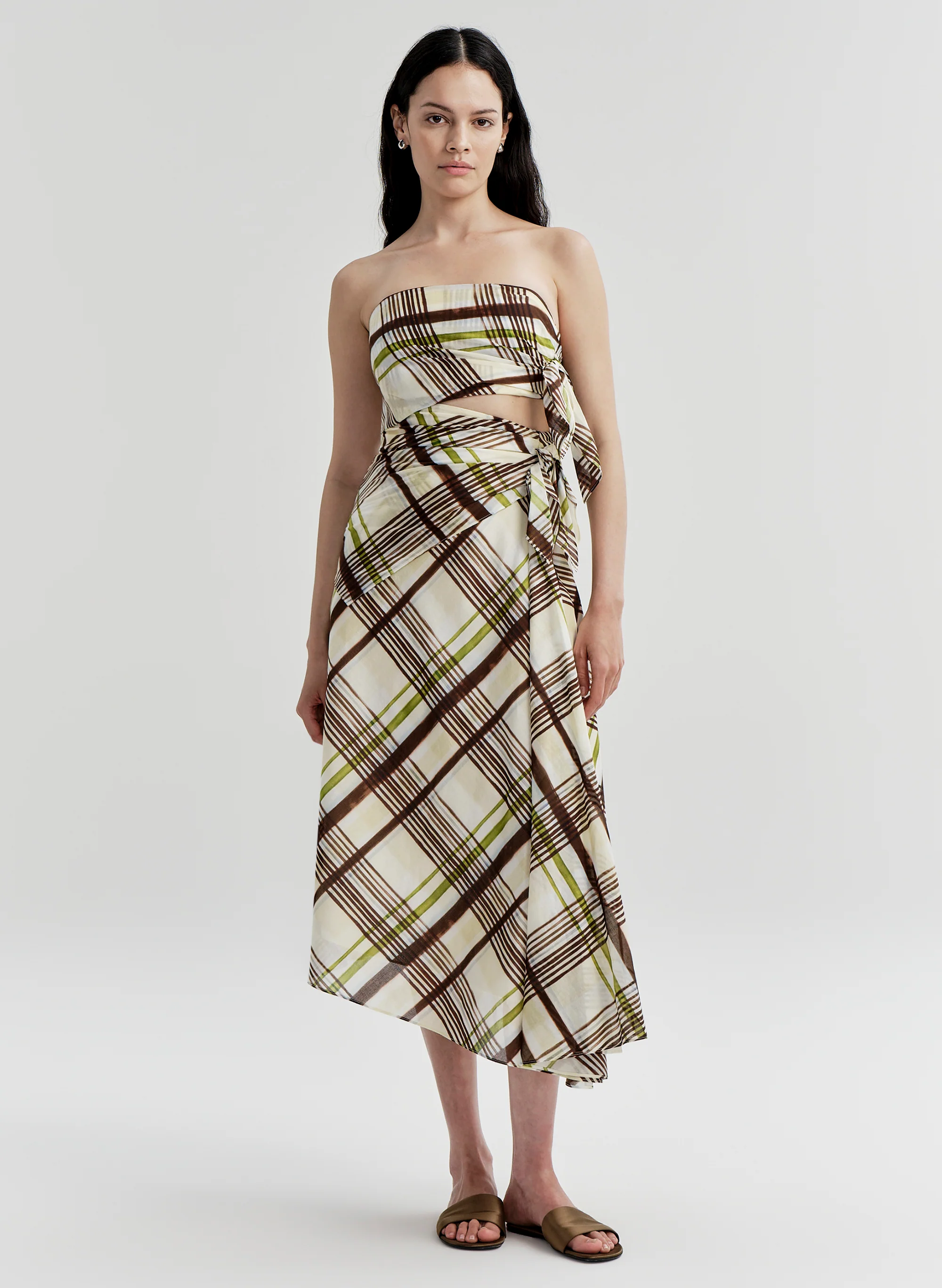Tessa Plaid Cotton Midi Dress
