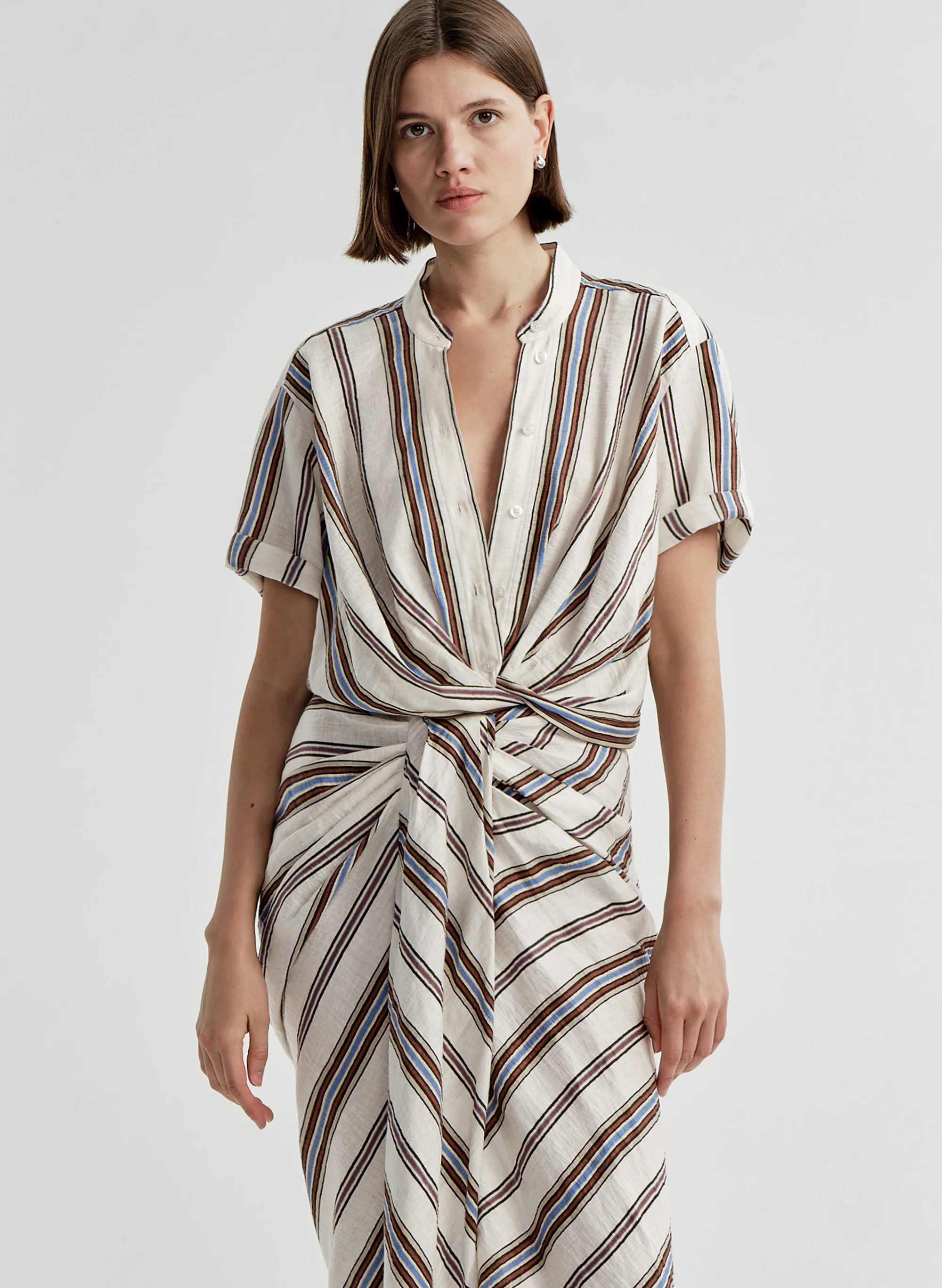 Leonore Short Sleeve Striped Linen Shirt
