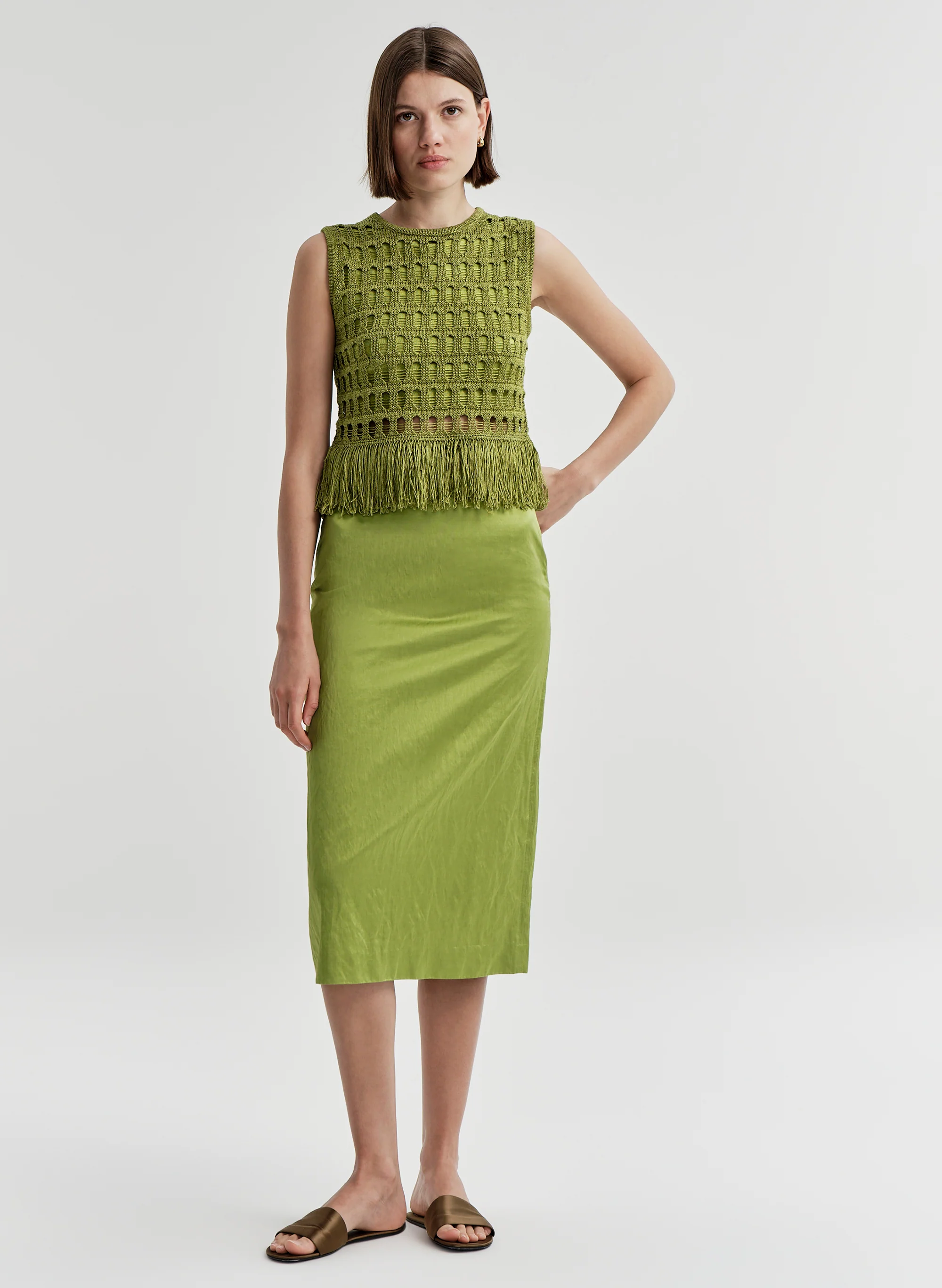 Phoebe Satin Midi Skirt