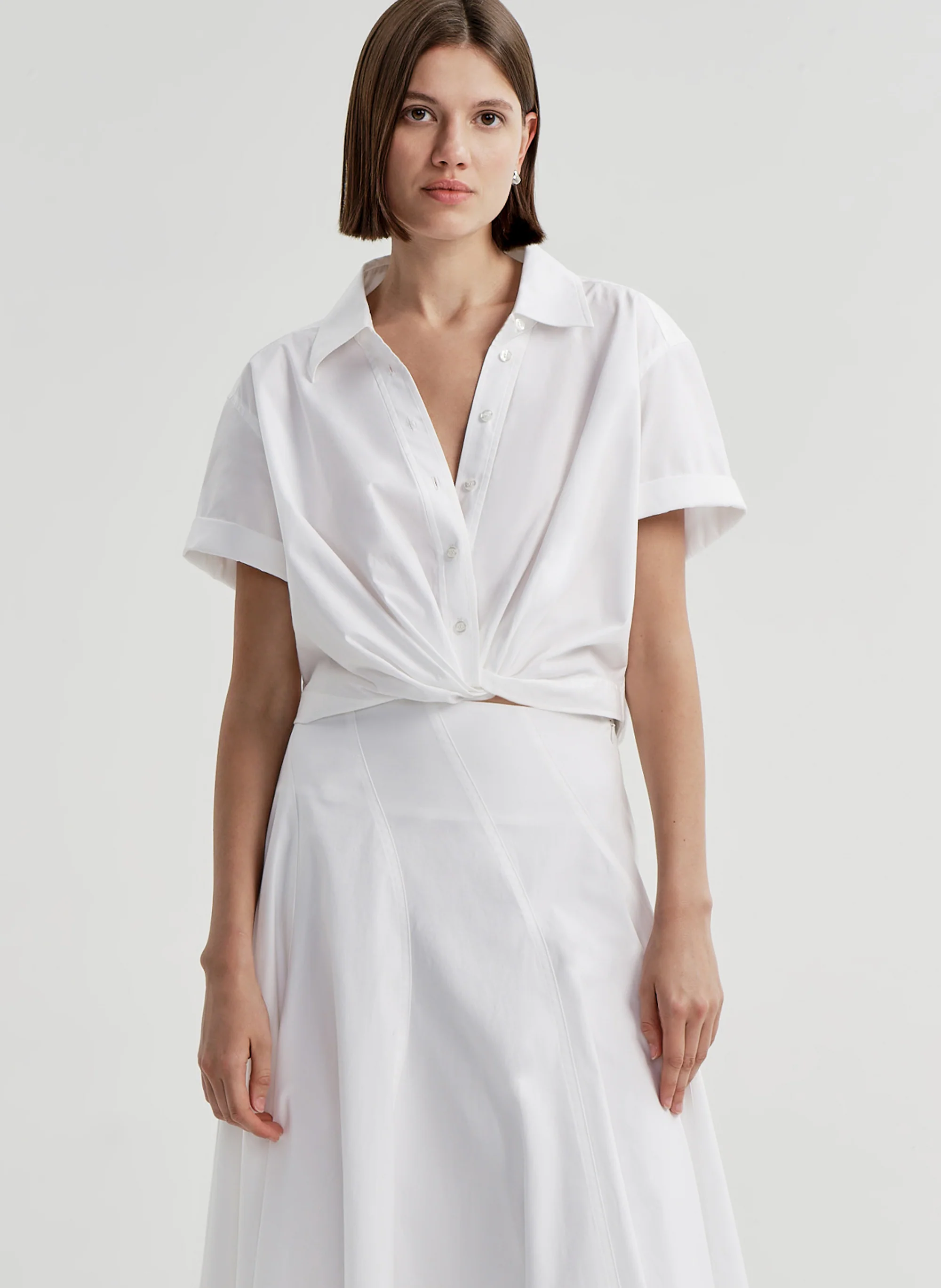 Lily Short Sleeve Cropped Cotton Shirt