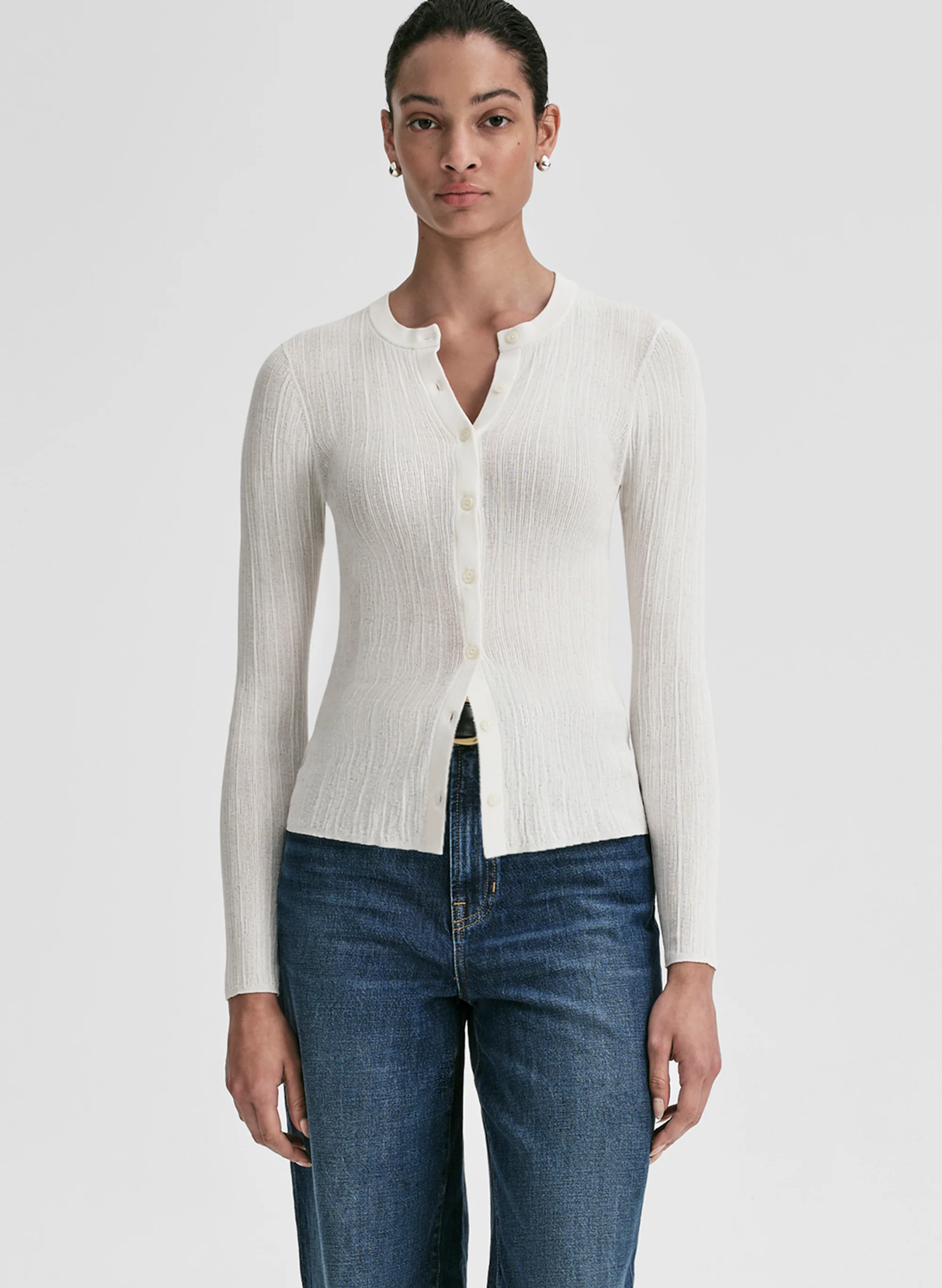 Fisher Fine Cotton Knit Cardigan