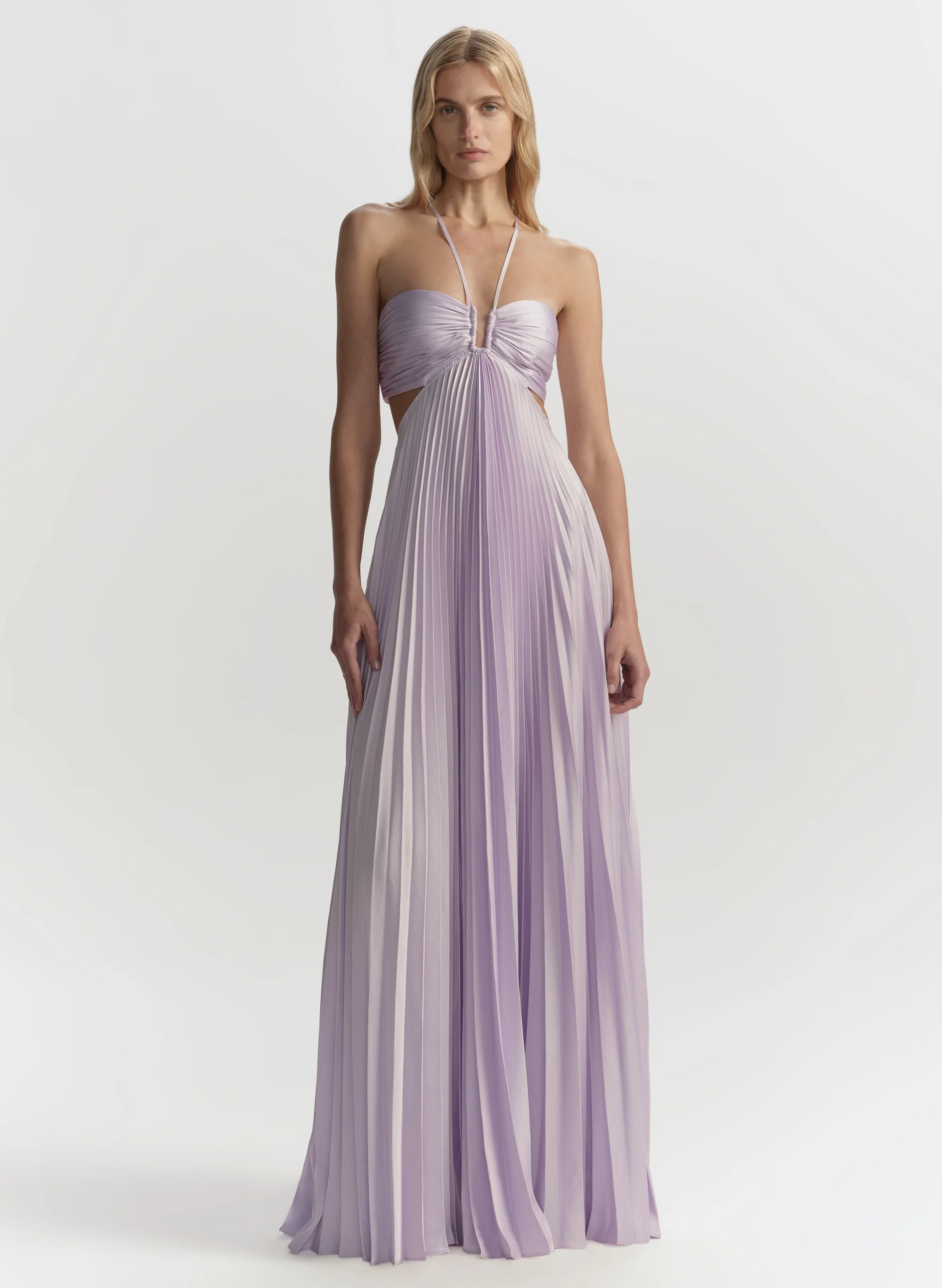 Moira Satin Pleated Maxi Dress