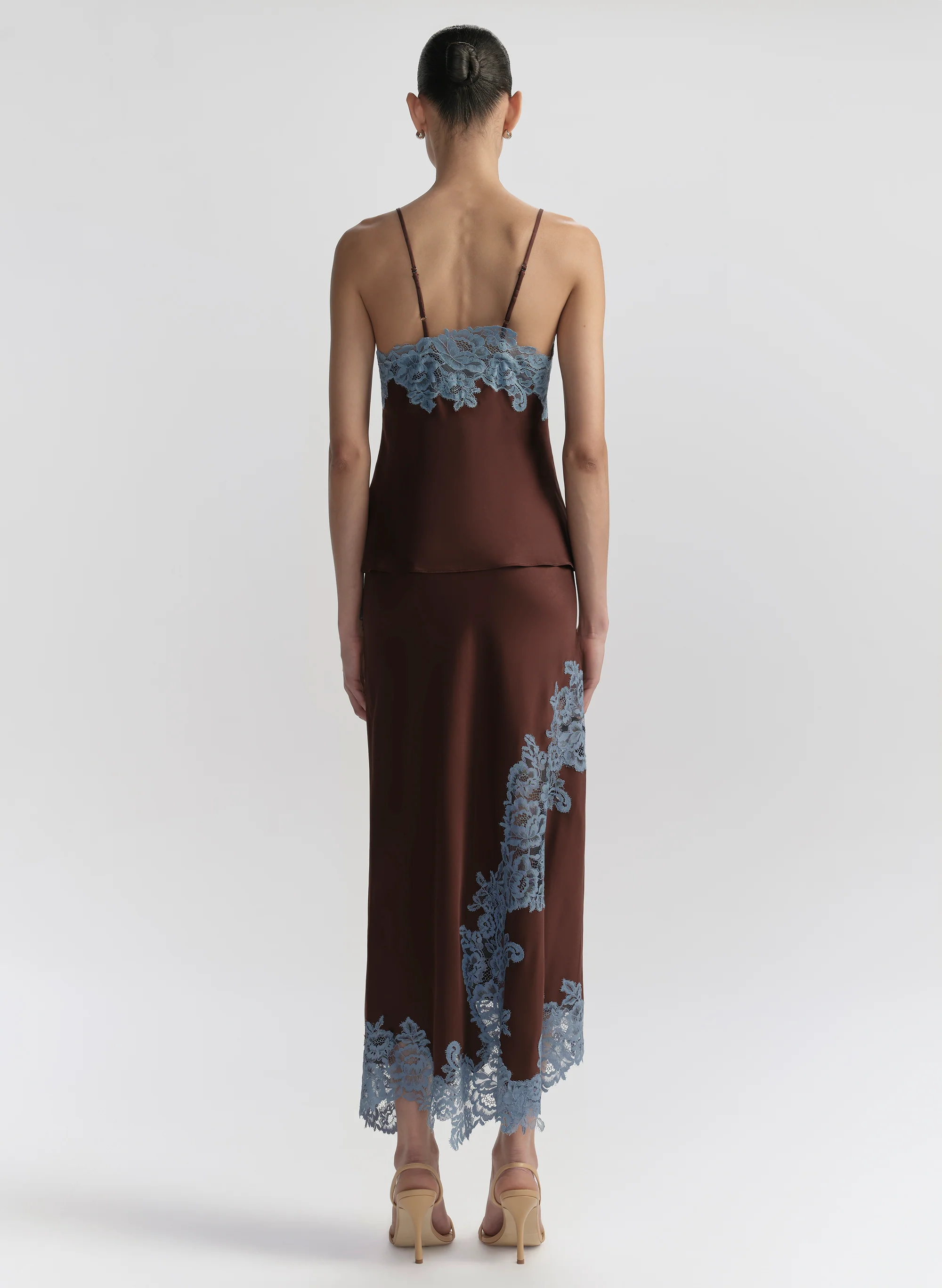 Olivia Satin and Lace Midi Skirt