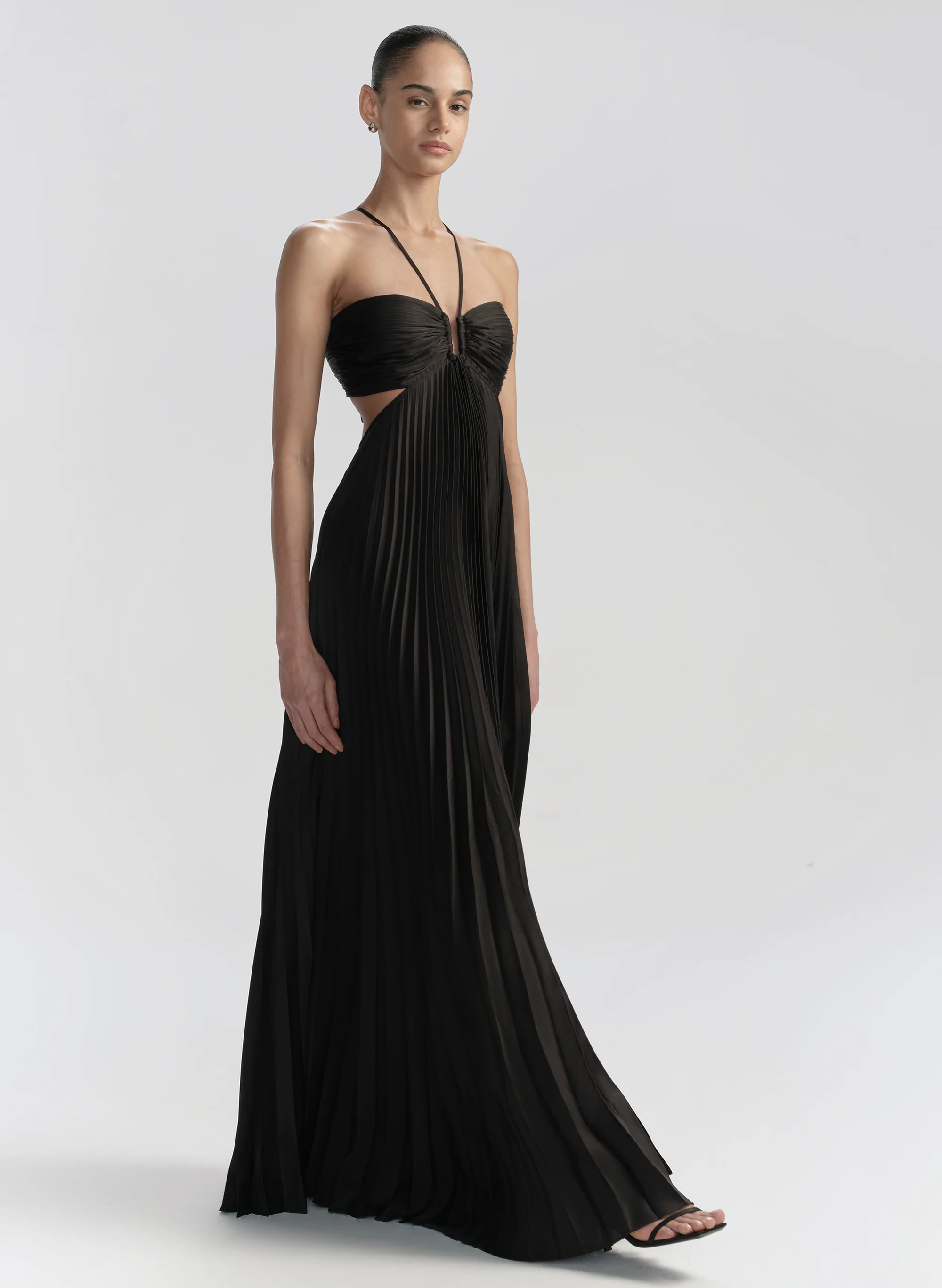 Moira Satin Pleated Maxi Dress