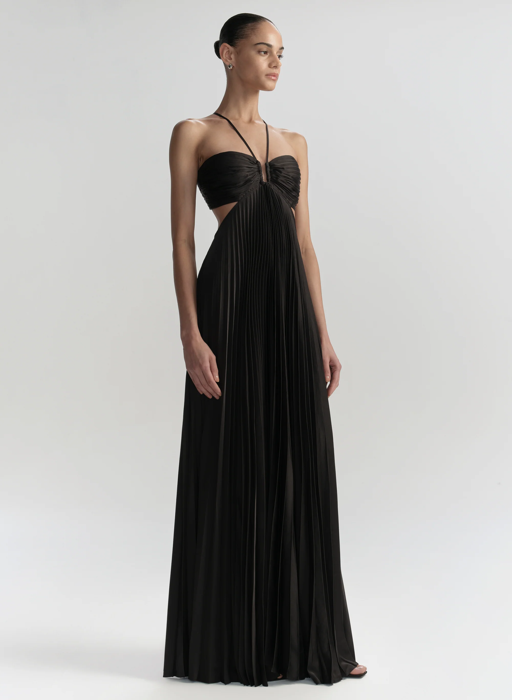 Moira Satin Pleated Maxi Dress