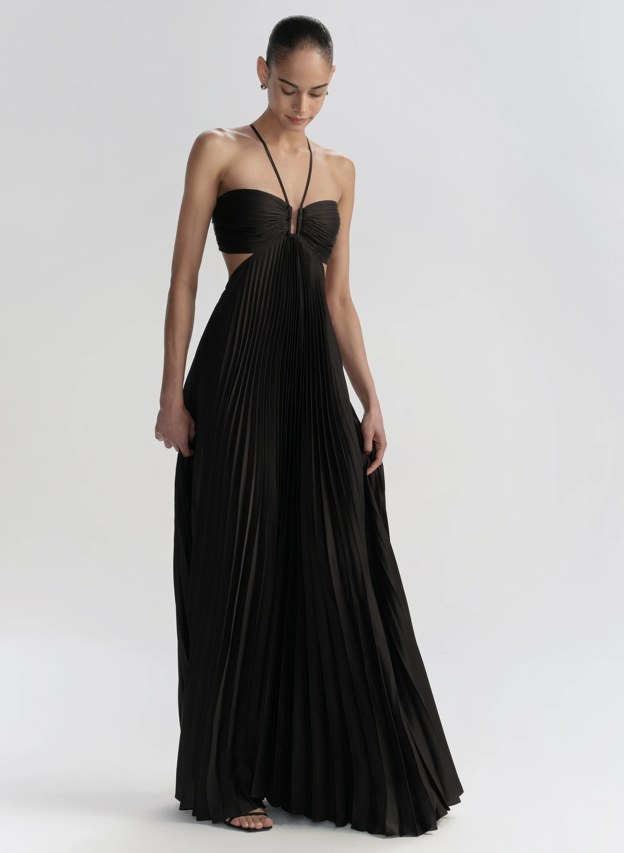 Moira Satin Pleated Maxi Dress