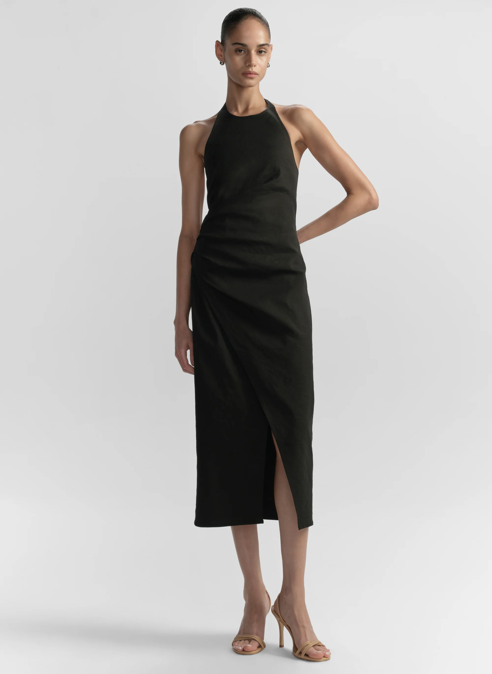 Sylvie Linen Midi Halter Dress