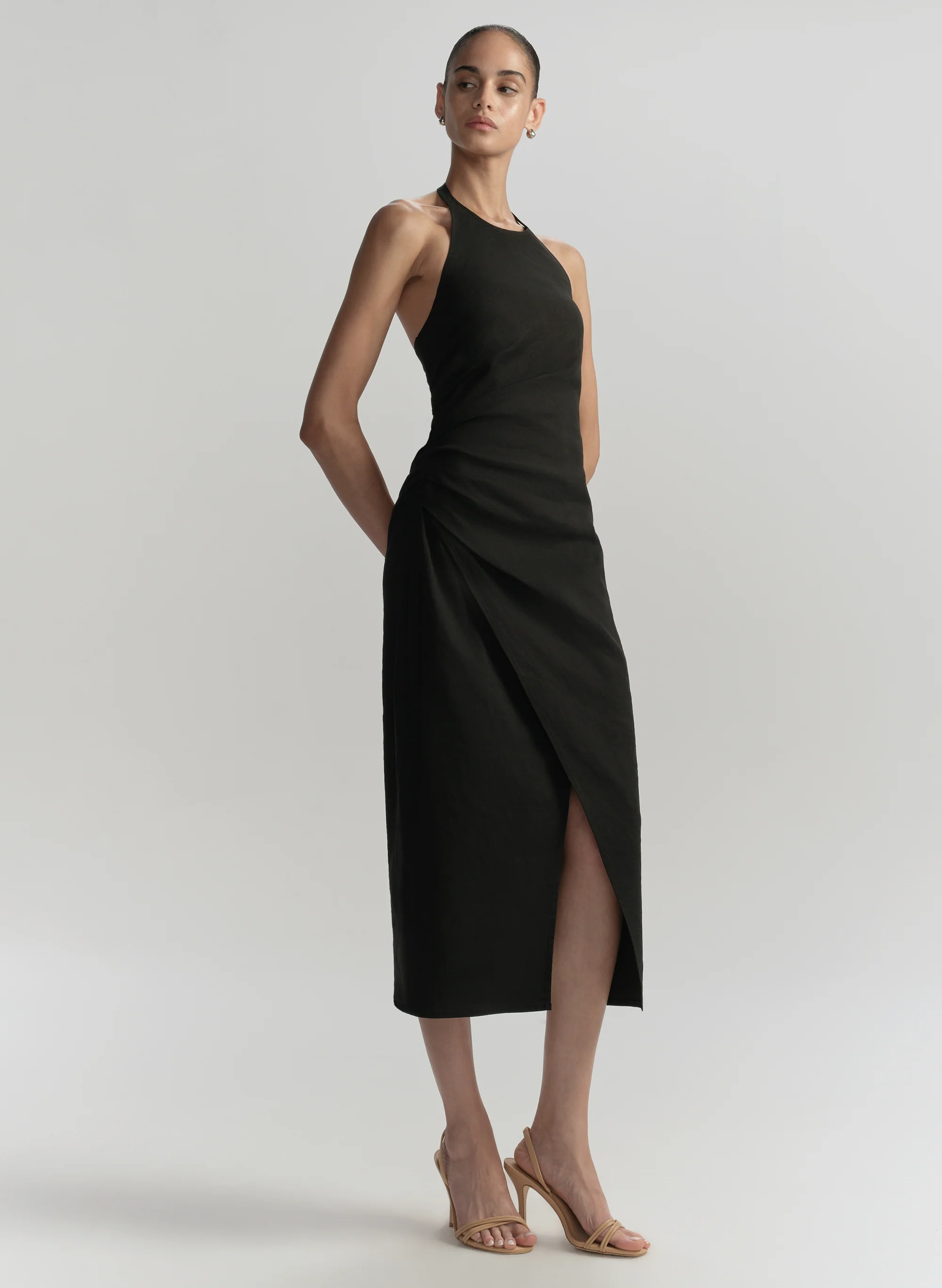 Sylvie Linen Midi Halter Dress