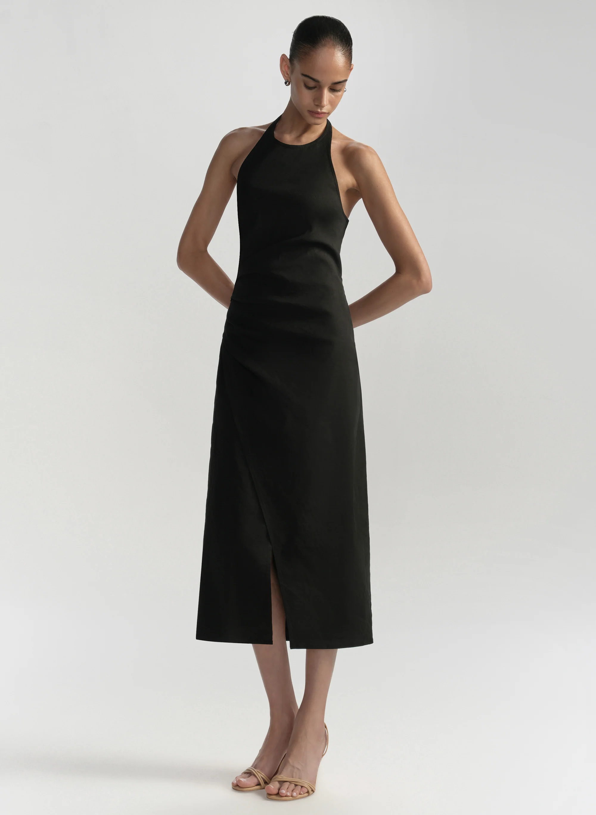 Sylvie Linen Midi Halter Dress