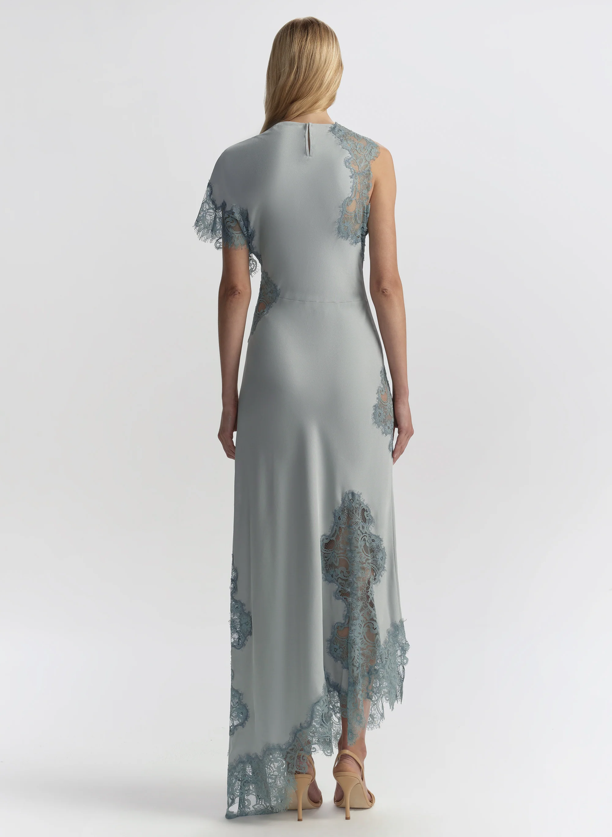 Alessia Textured Satin and Lace Maxi Dress