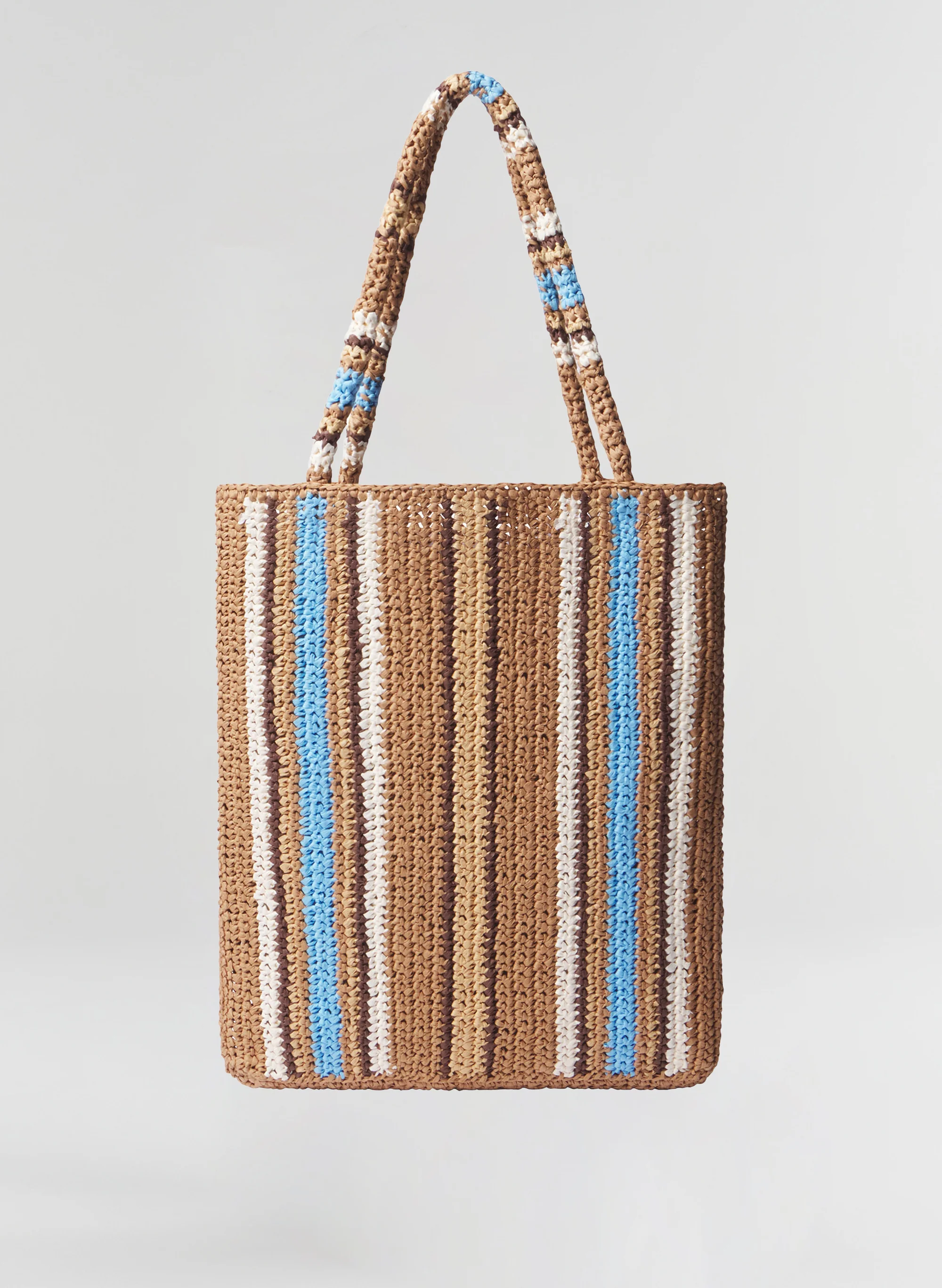 Daisy Striped Raffia Tote