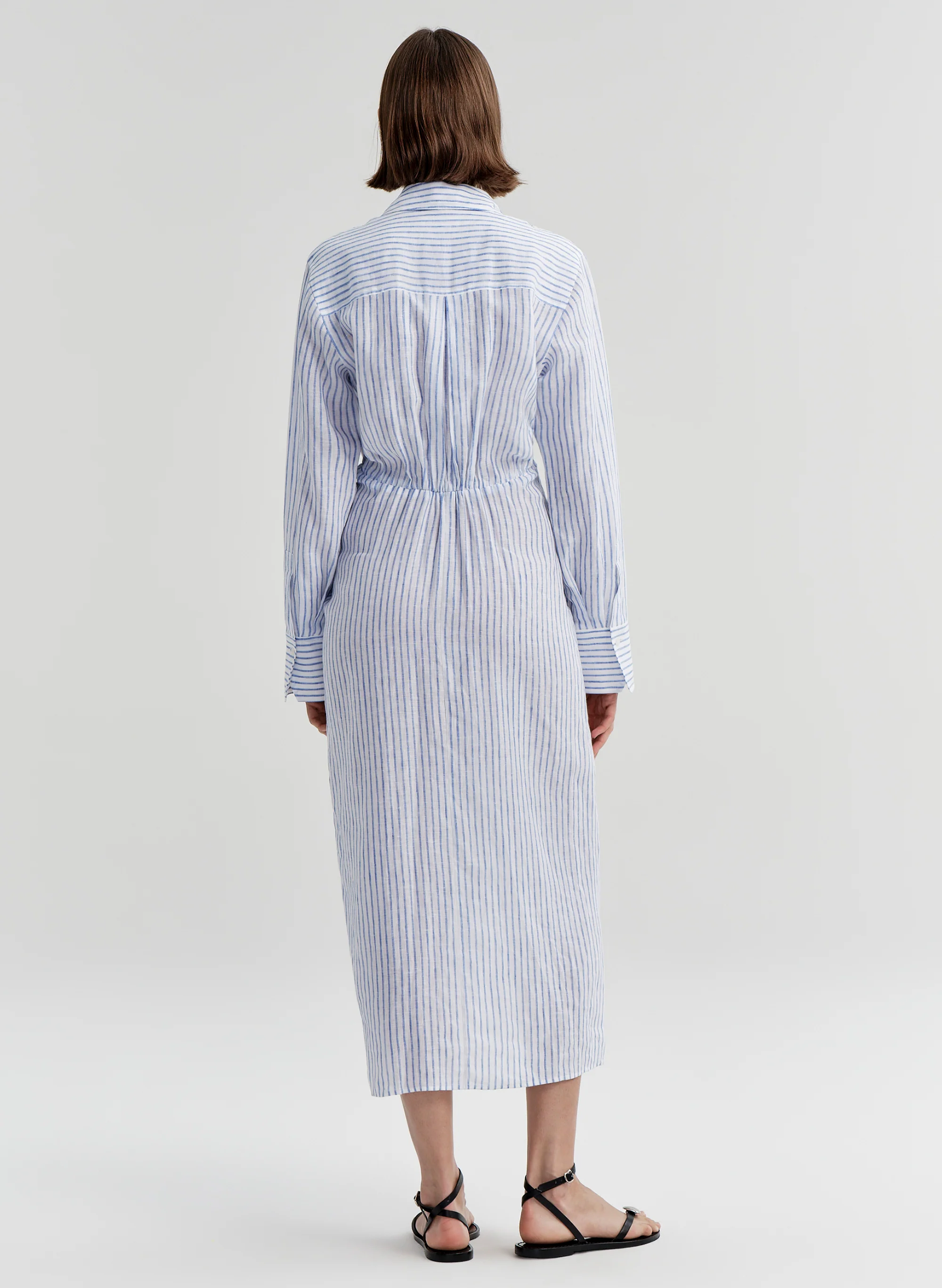 Mila Striped Linen Midi Dress