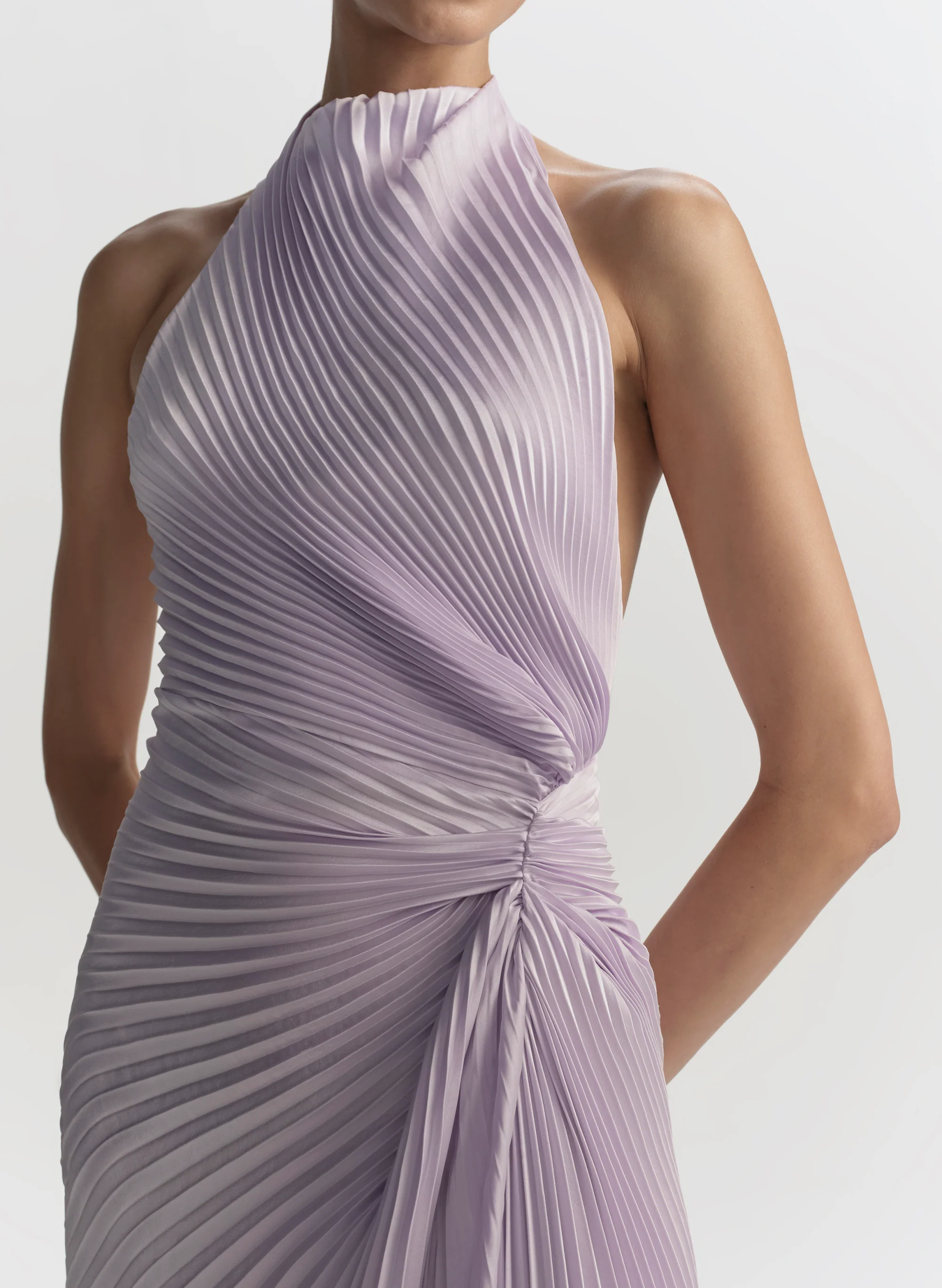 Romy Pleated Satin Gown