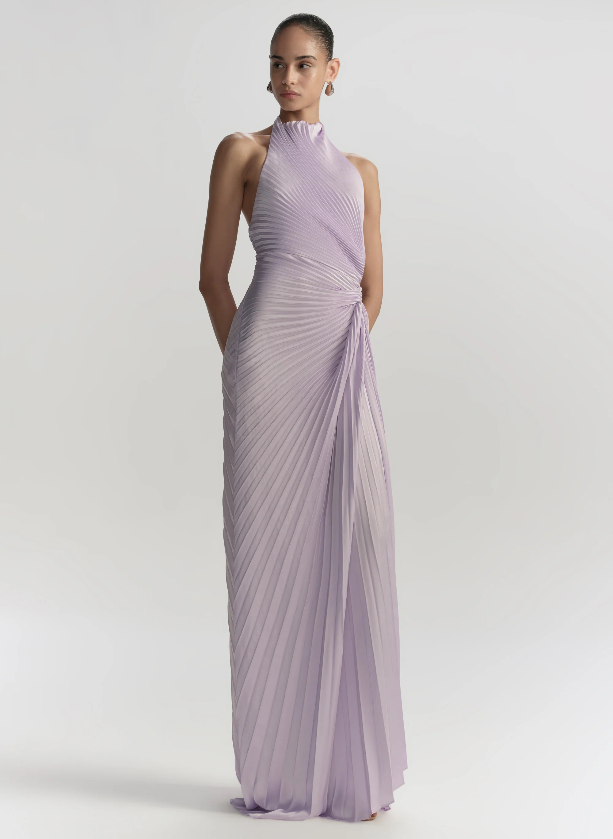 Romy Pleated Satin Gown