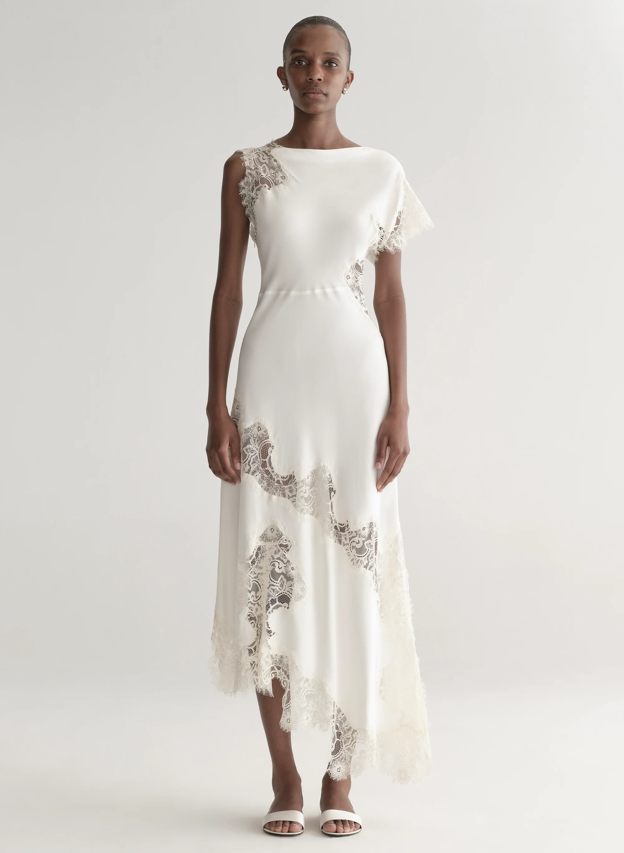 Alessia Textured Satin and Lace Maxi Dress