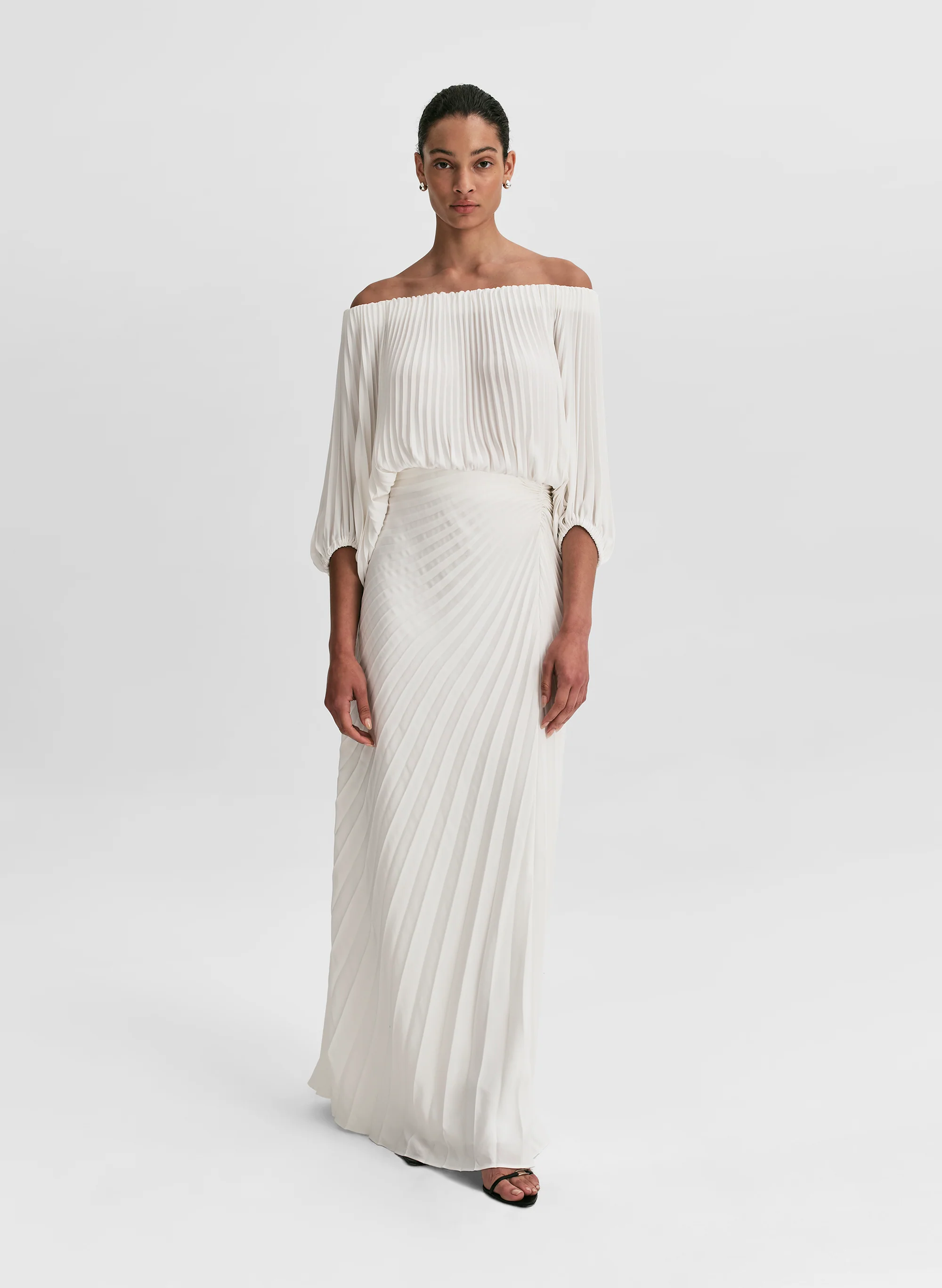 Bianca Satin Pleated Maxi Skirt