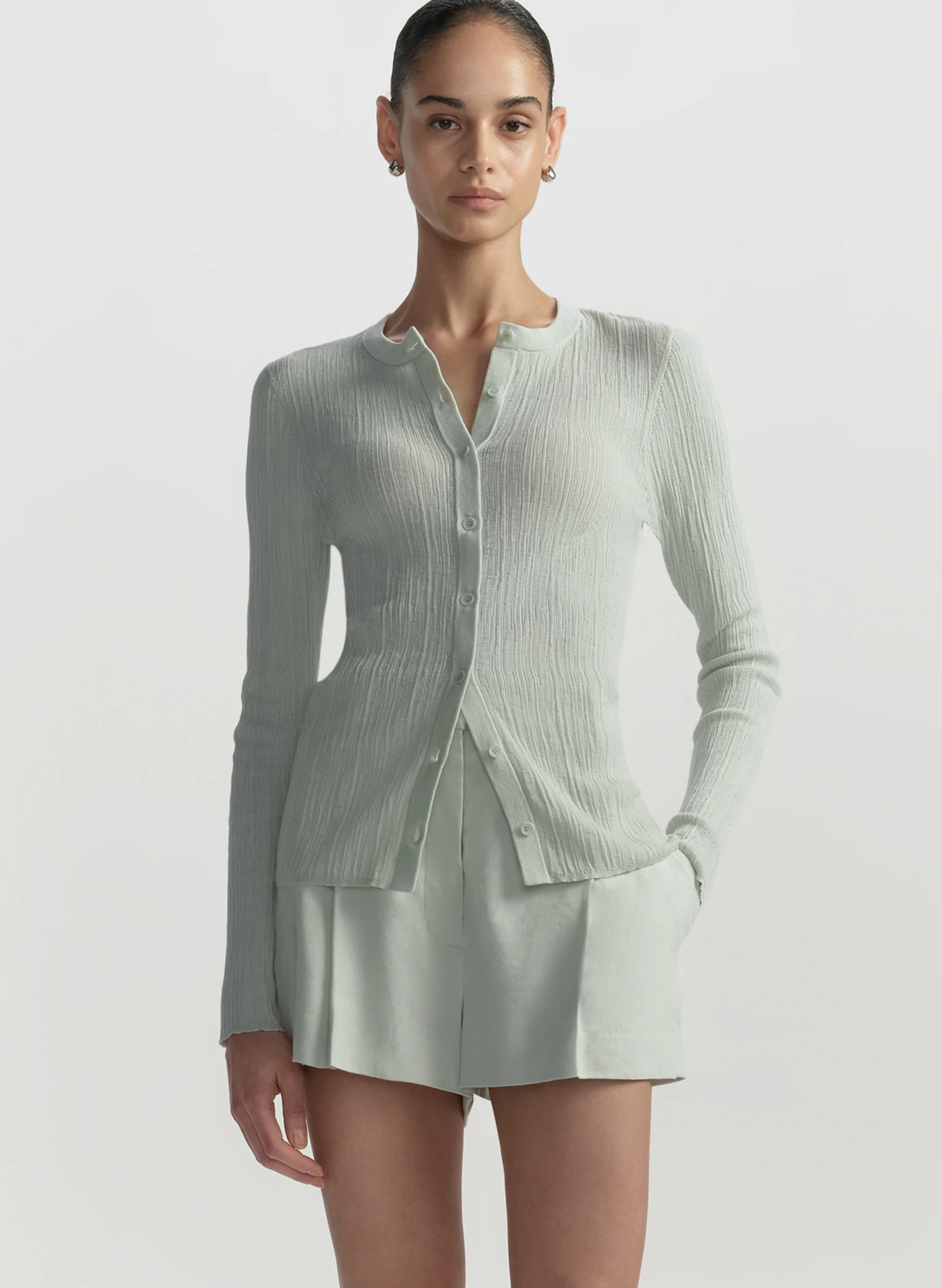 Fisher Fine Cotton Knit Cardigan