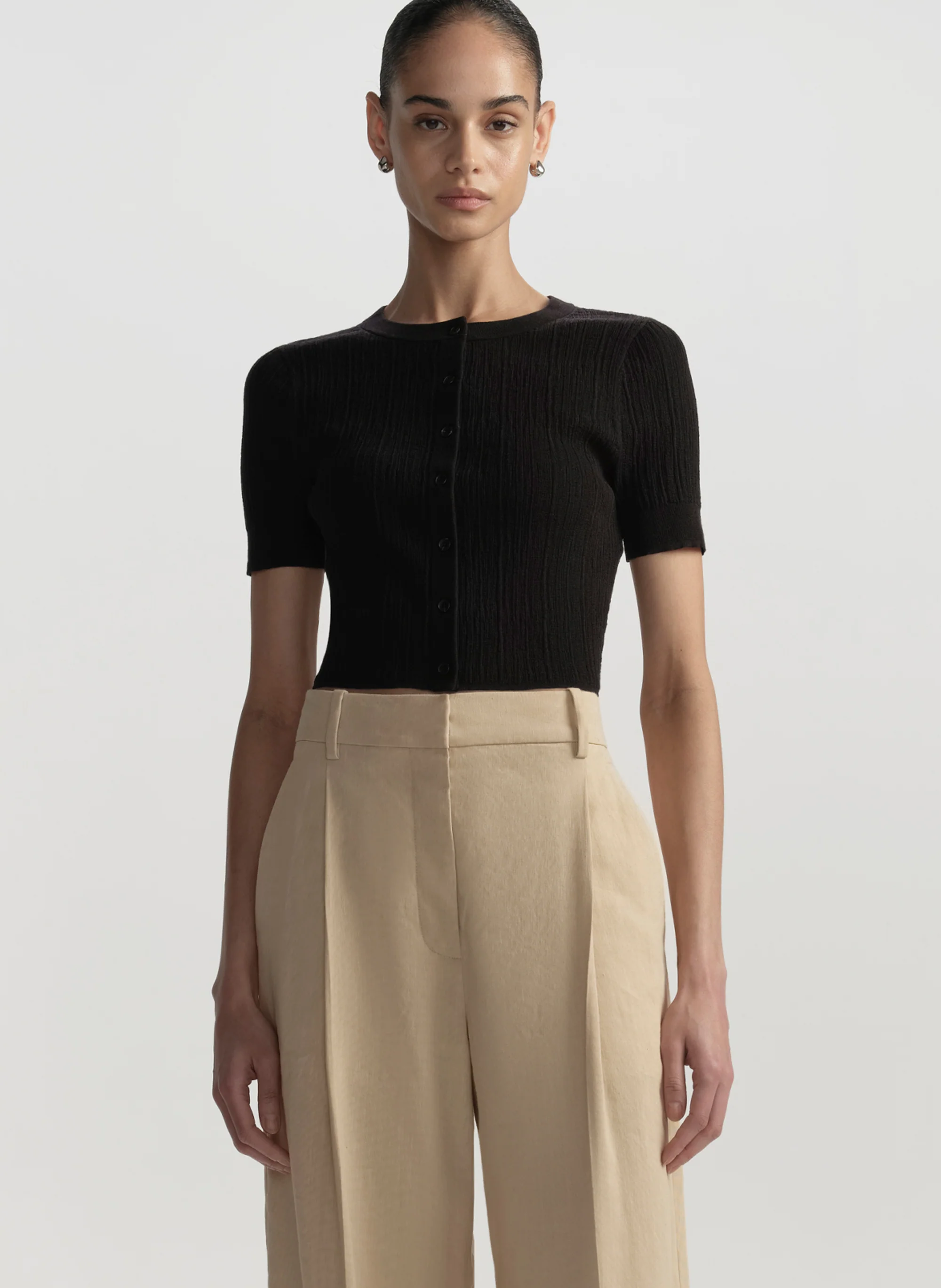 Lottie Fine Cotton Cropped Cardigan