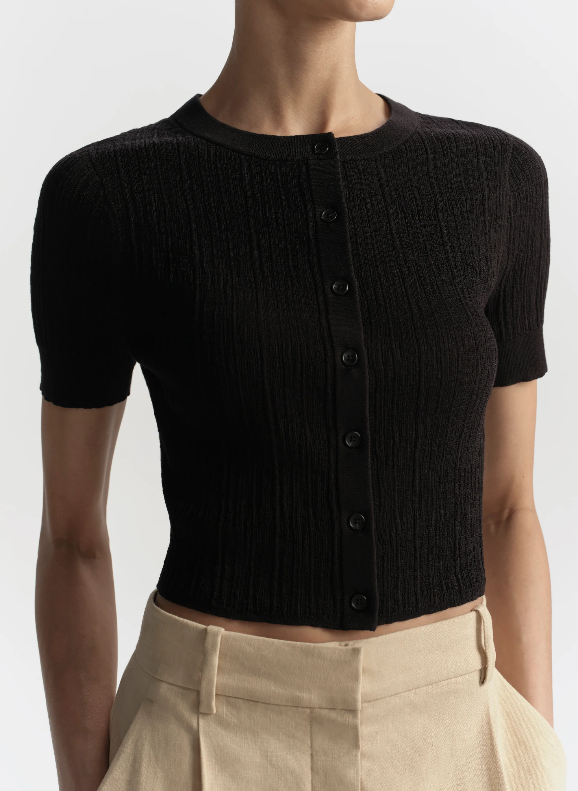 Lottie Fine Cotton Cropped Cardigan