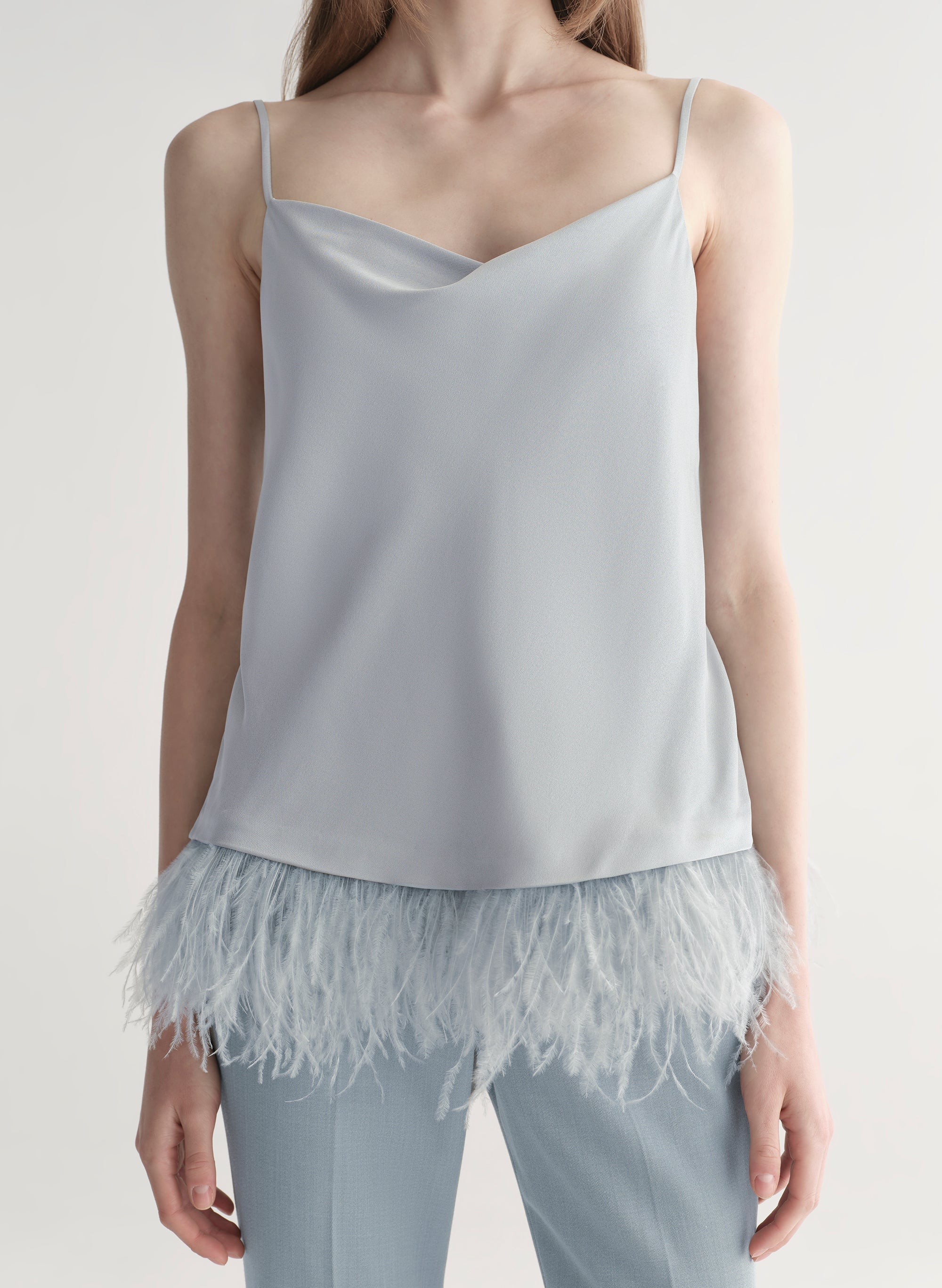 Eliza Feather Trimmed Camisole Top