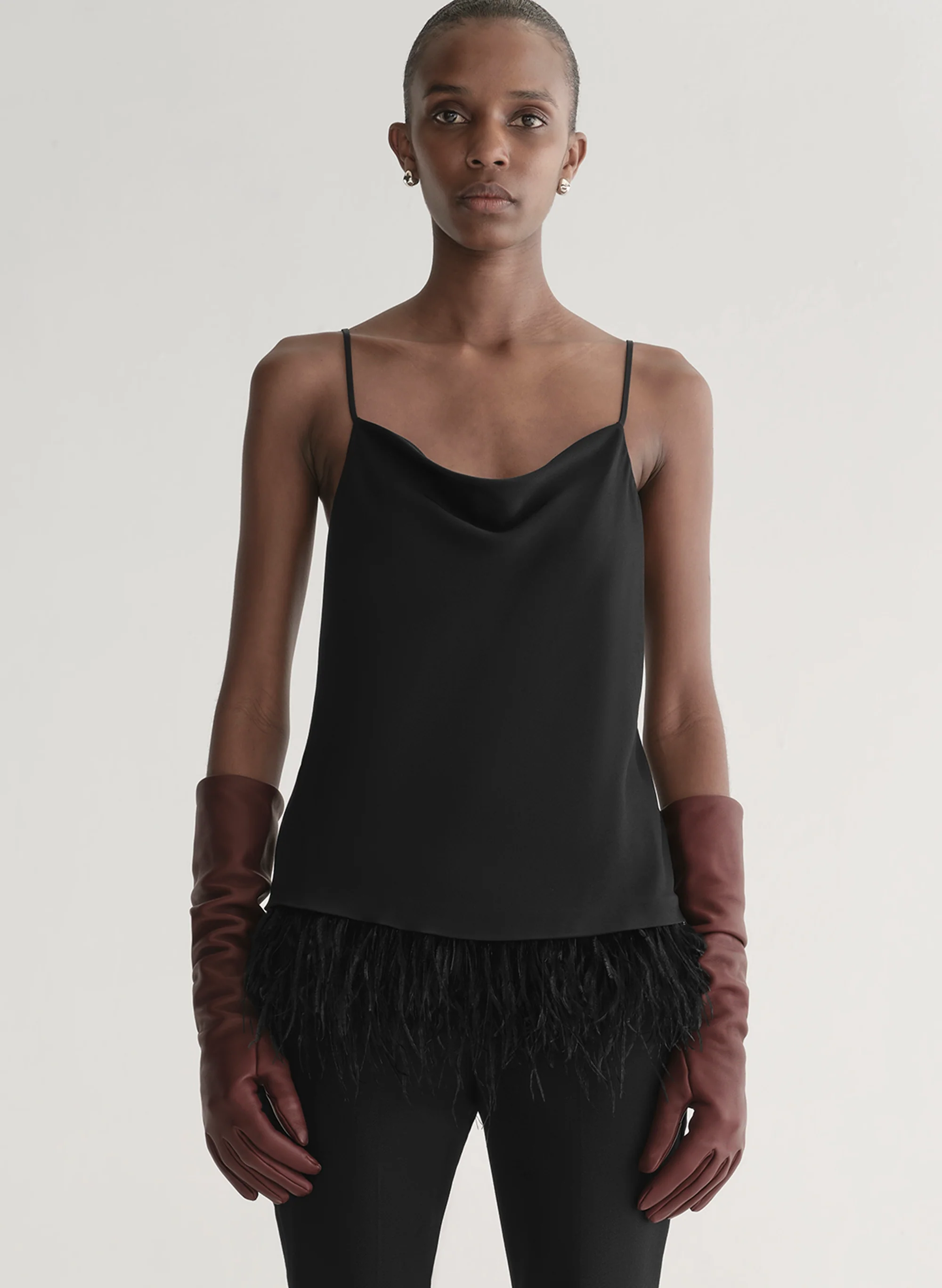 Eliza Feather Trimmed Camisole Top