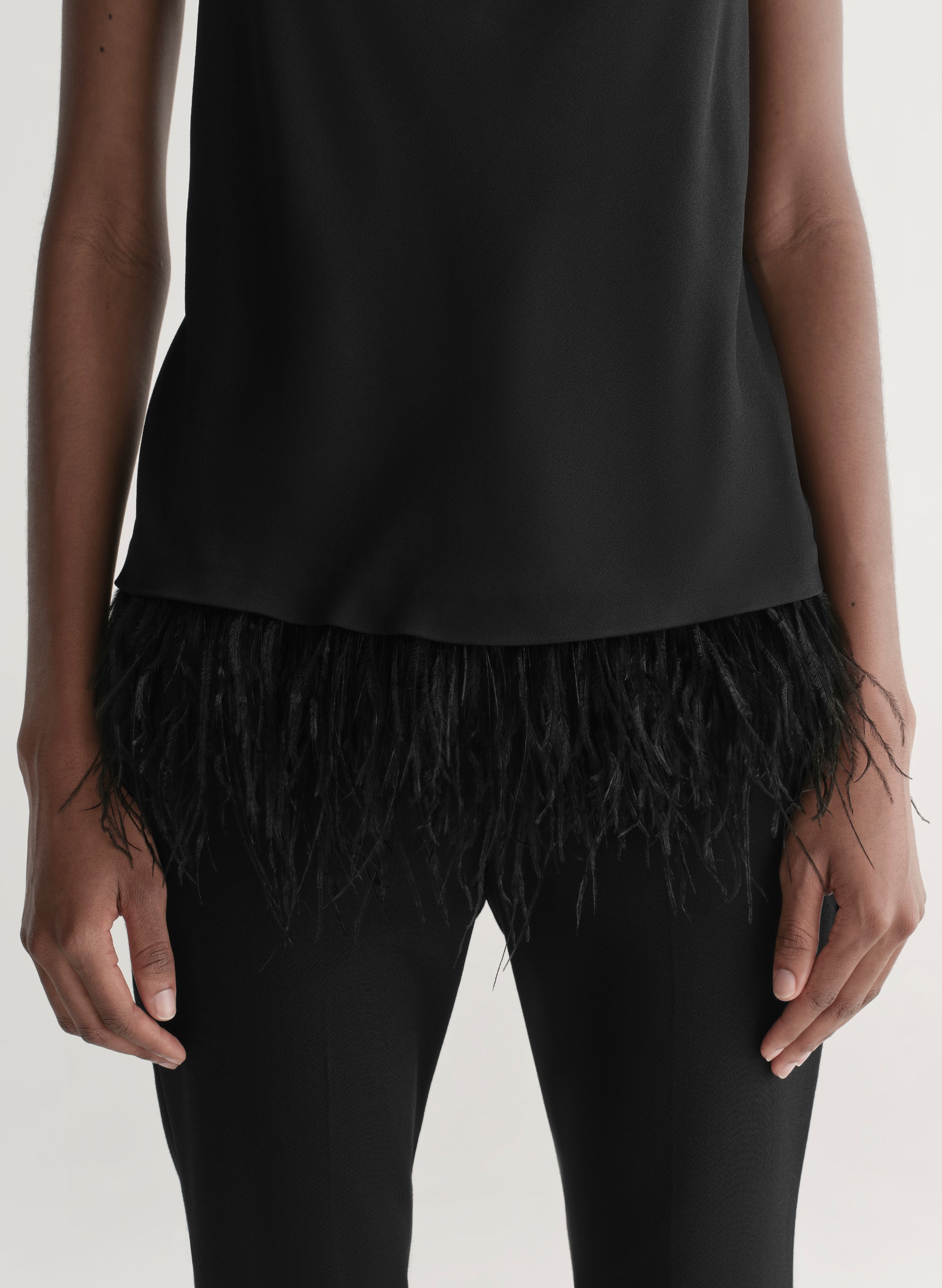 Eliza Feather Trimmed Camisole Top