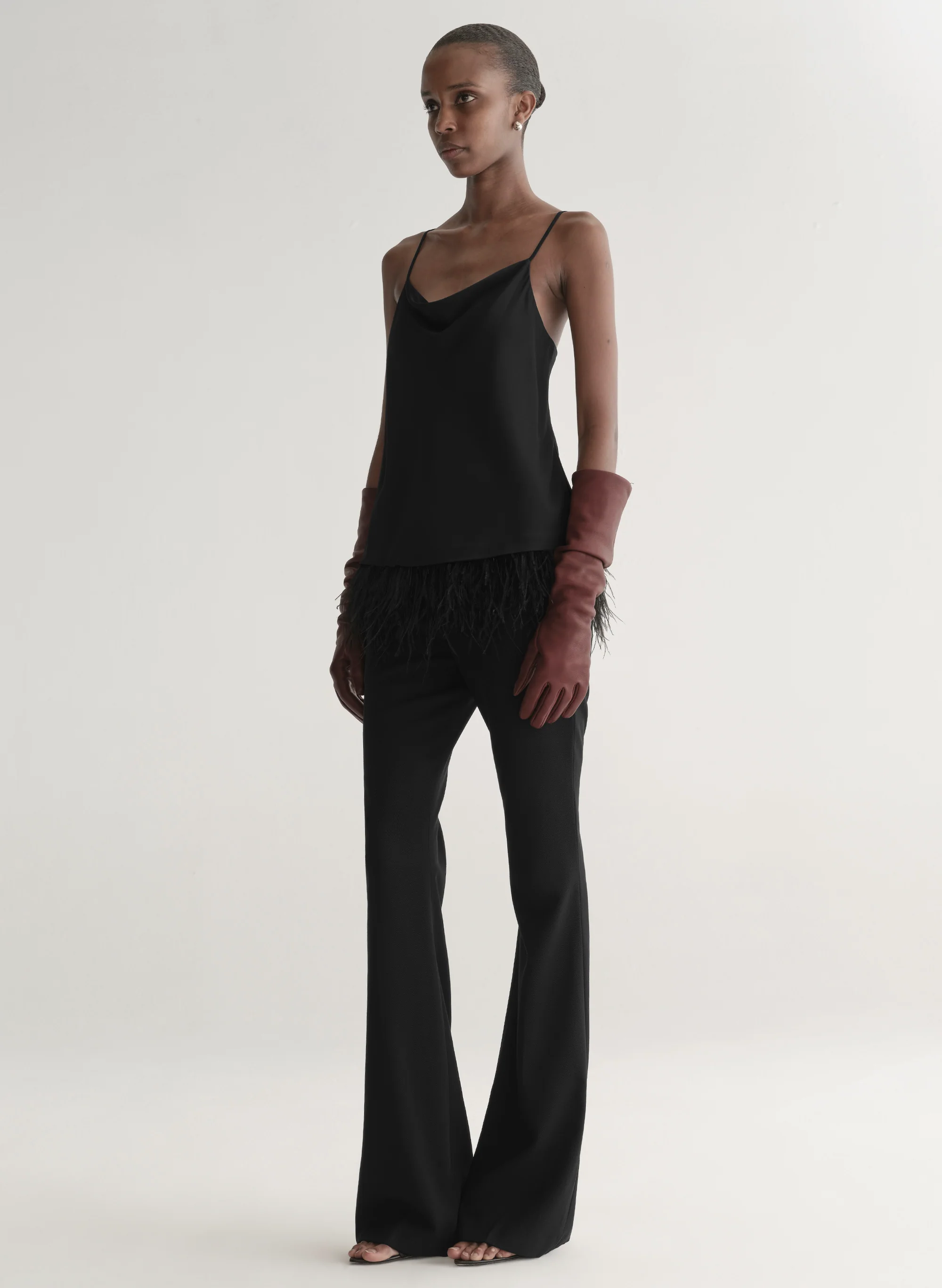 Eliza Feather Trimmed Camisole Top