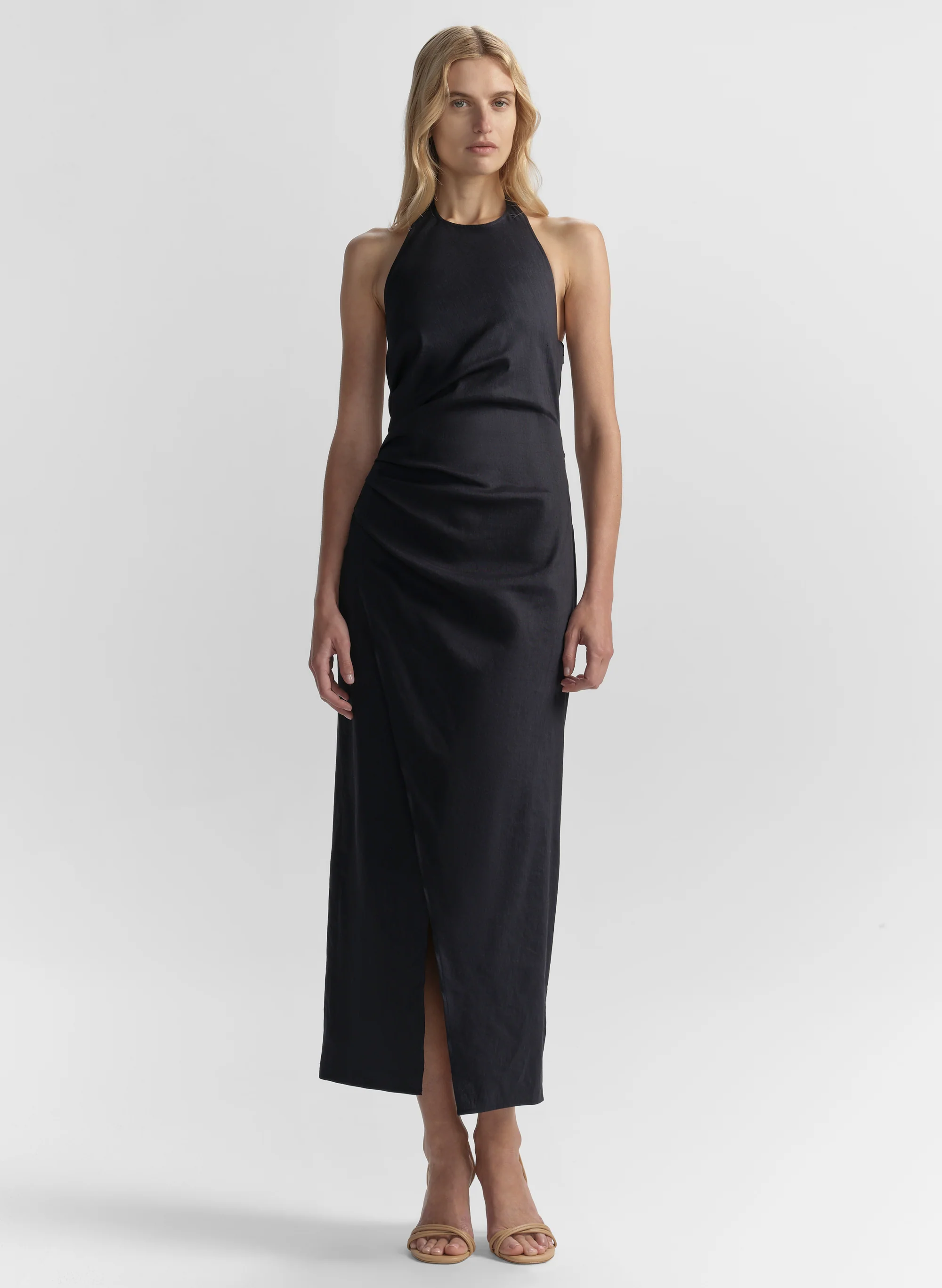 Sylvie Linen Midi Halter Dress