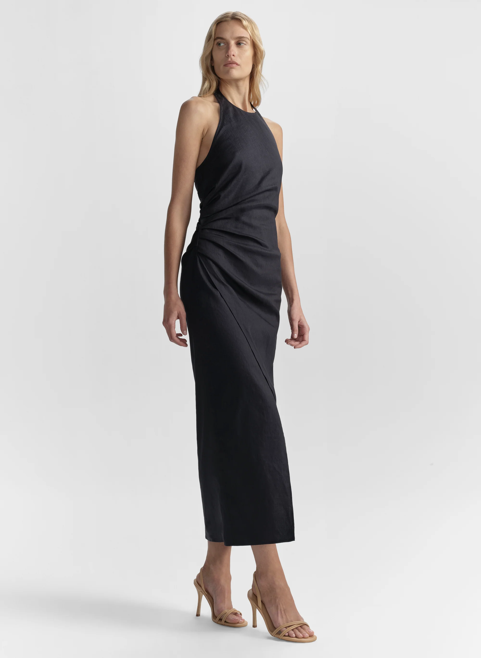 Sylvie Linen Midi Halter Dress