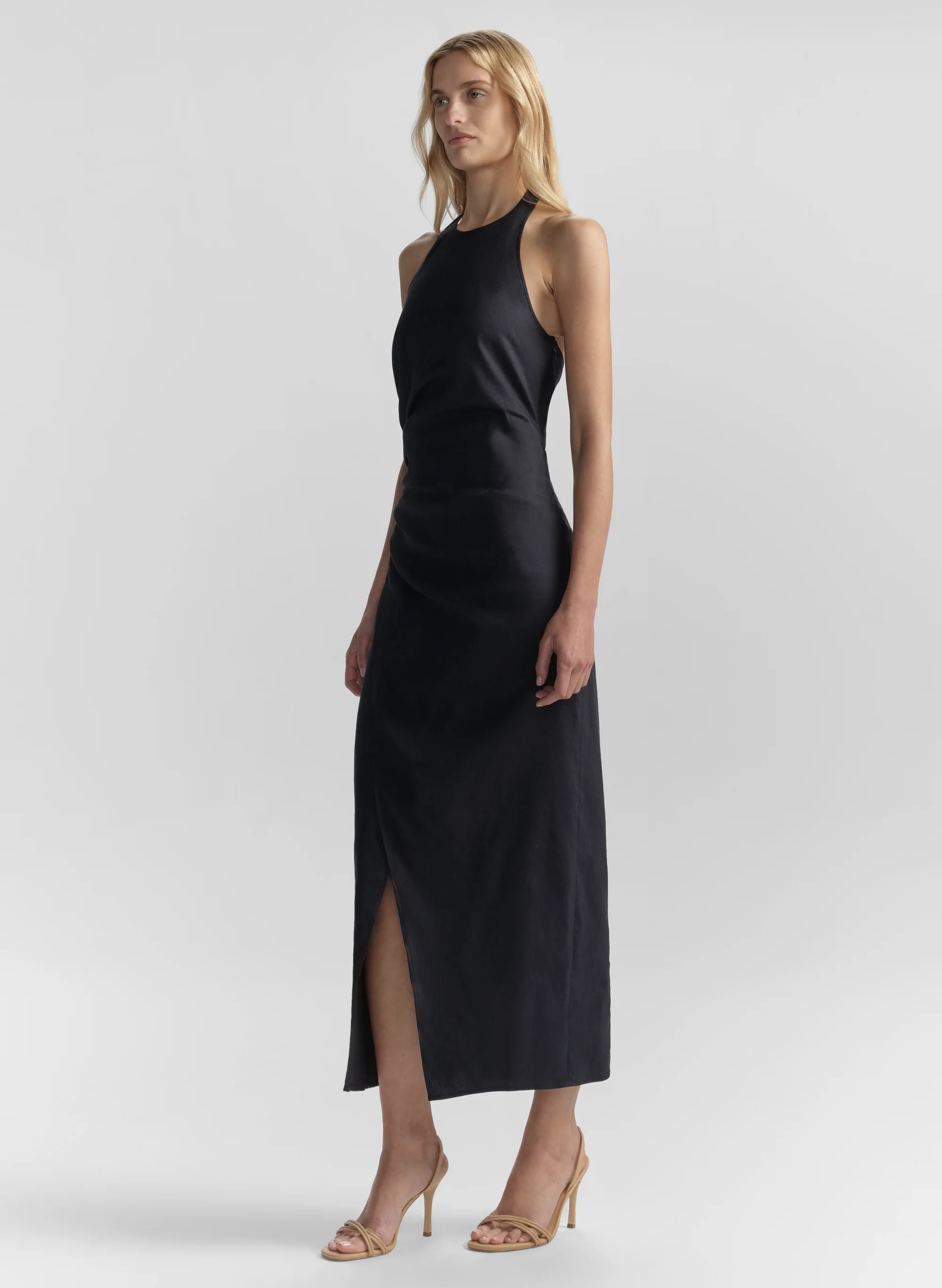 Sylvie Linen Midi Halter Dress