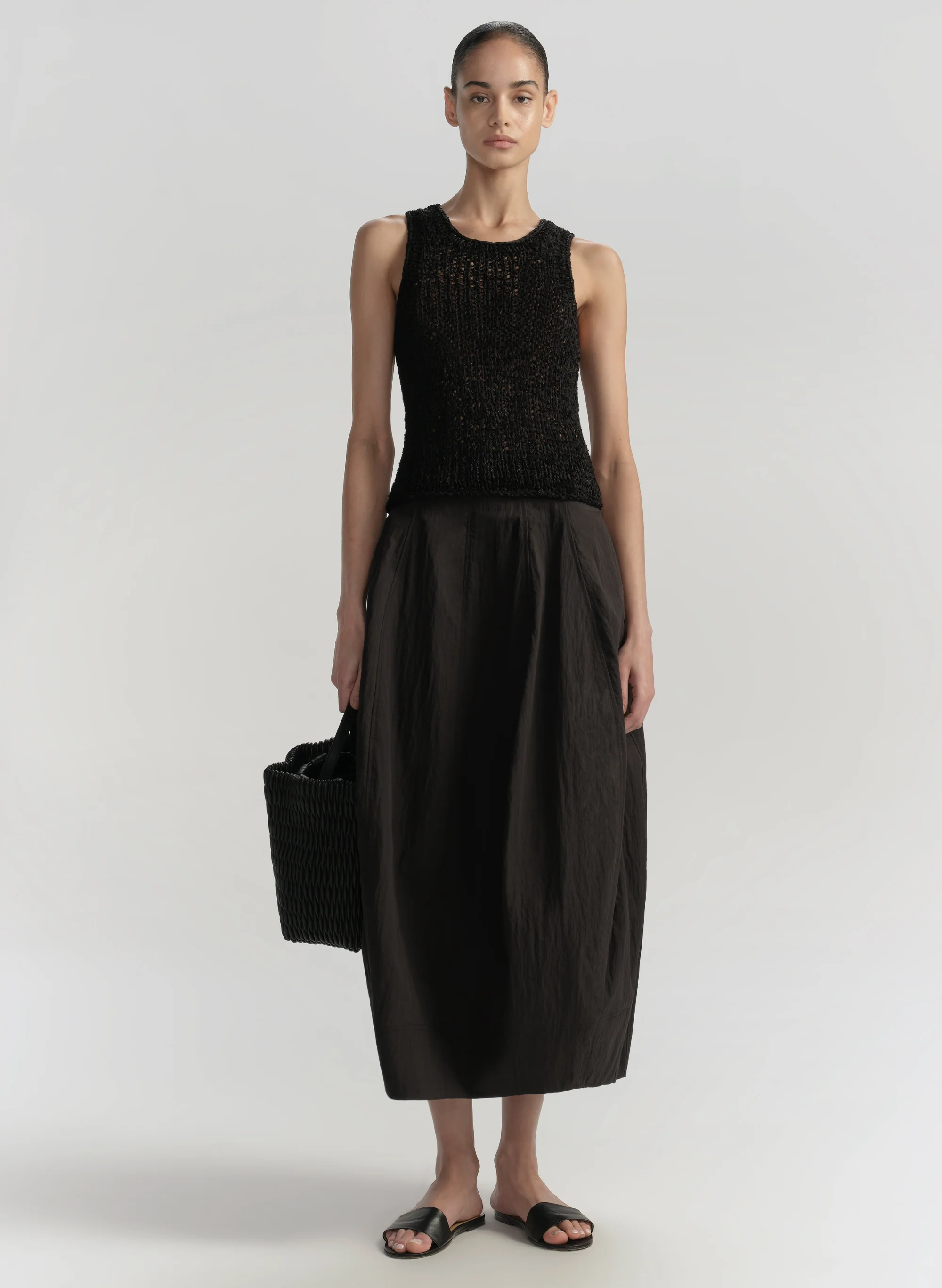 Veda Cotton Nylon Midi Skirt
