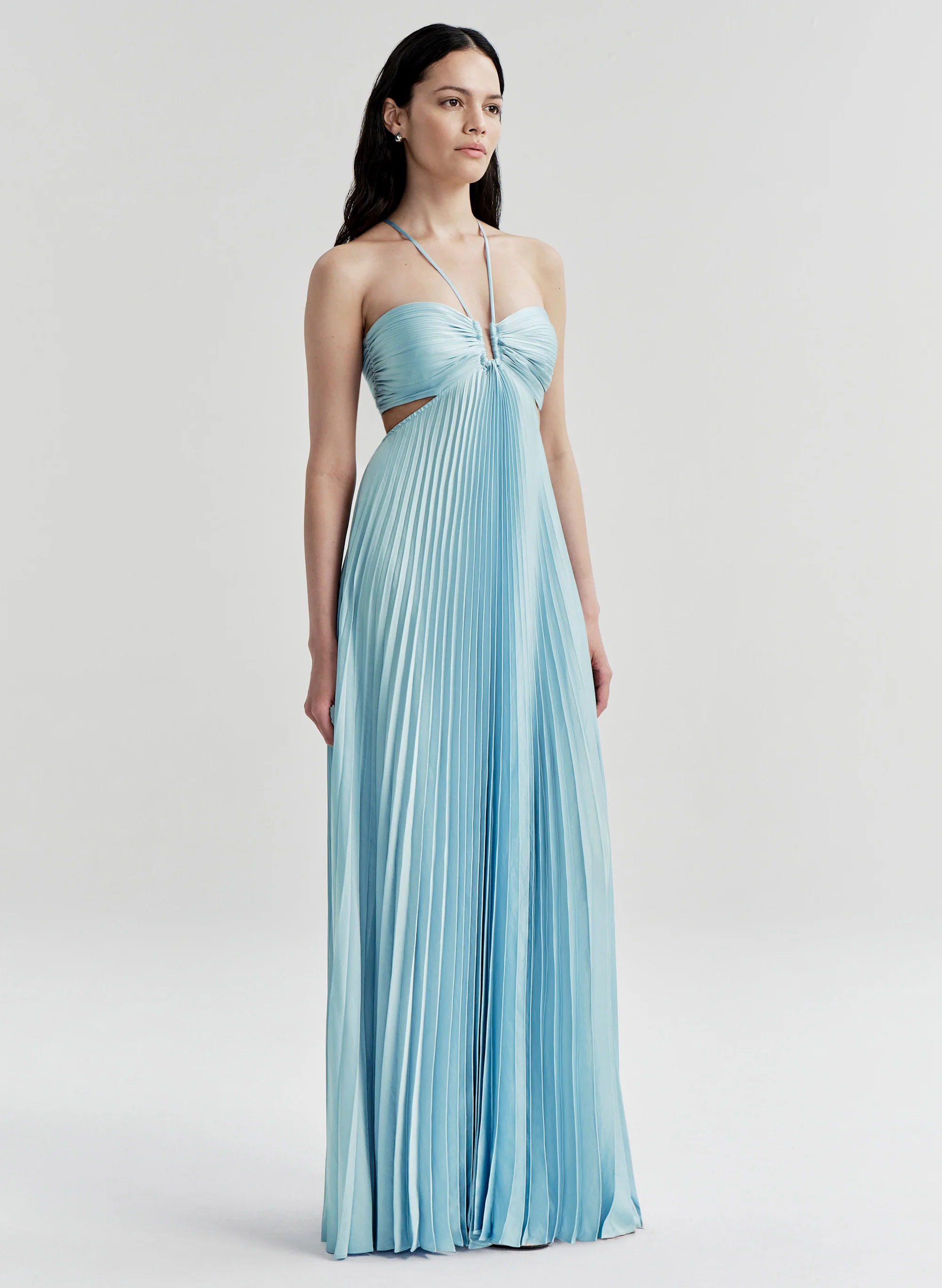 Moira Satin Pleated Maxi Dress